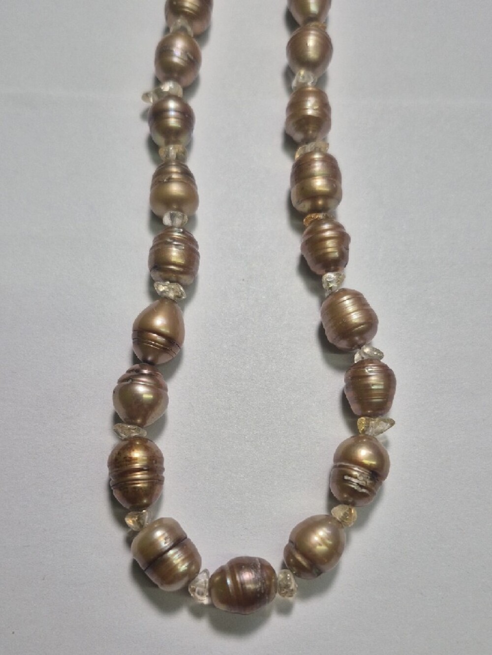Champagne Color Pearl Clear Glass Spacer Beaded 20" In. Necklace - Women Jewelry - Picture 2 of 4